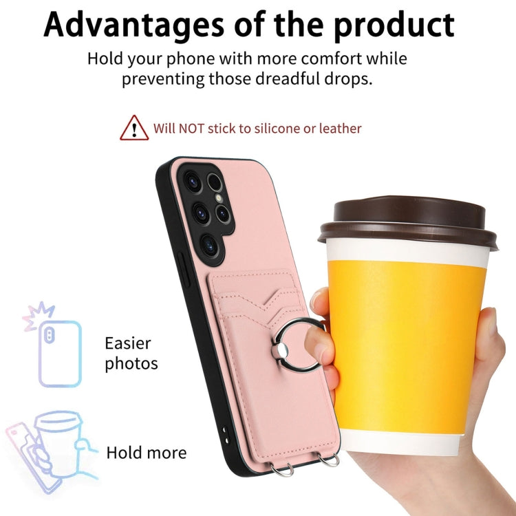 R20 Crossbody Rope Ring Card Holder Phone Case, For Samsung Galaxy S22 Ultra 5G, For Samsung Galaxy S22+ 5G, For Samsung Galaxy S22 5G, For Samsung Galaxy S21 FE 5G