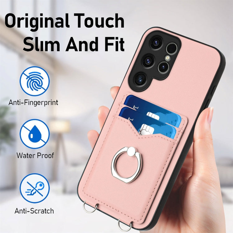 R20 Crossbody Rope Ring Card Holder Phone Case, For Samsung Galaxy S22 Ultra 5G, For Samsung Galaxy S22+ 5G, For Samsung Galaxy S22 5G, For Samsung Galaxy S21 FE 5G