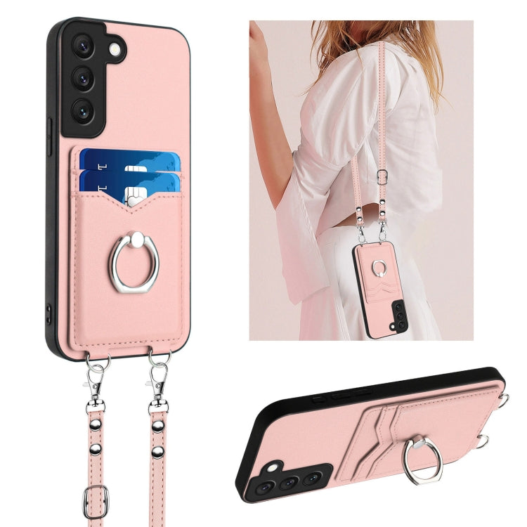 R20 Crossbody Rope Ring Card Holder Phone Case, For Samsung Galaxy S22 Ultra 5G, For Samsung Galaxy S22+ 5G, For Samsung Galaxy S22 5G, For Samsung Galaxy S21 FE 5G