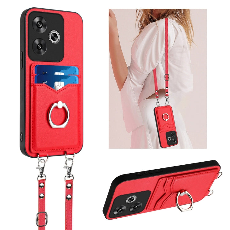 R20 Crossbody Rope Ring Card Holder Phone Case, For Xiaomi Redmi Turbo 3, For Xiaomi Redmi A3 4G Global, For Xiaomi Redmi Note 13 Pro 4G Global, For Xiaomi Redmi Note 13 4G Global, For Xiaomi Redmi 13C 5G / 13R, For Xiaomi Redmi Note 13 Pro 5G         ...