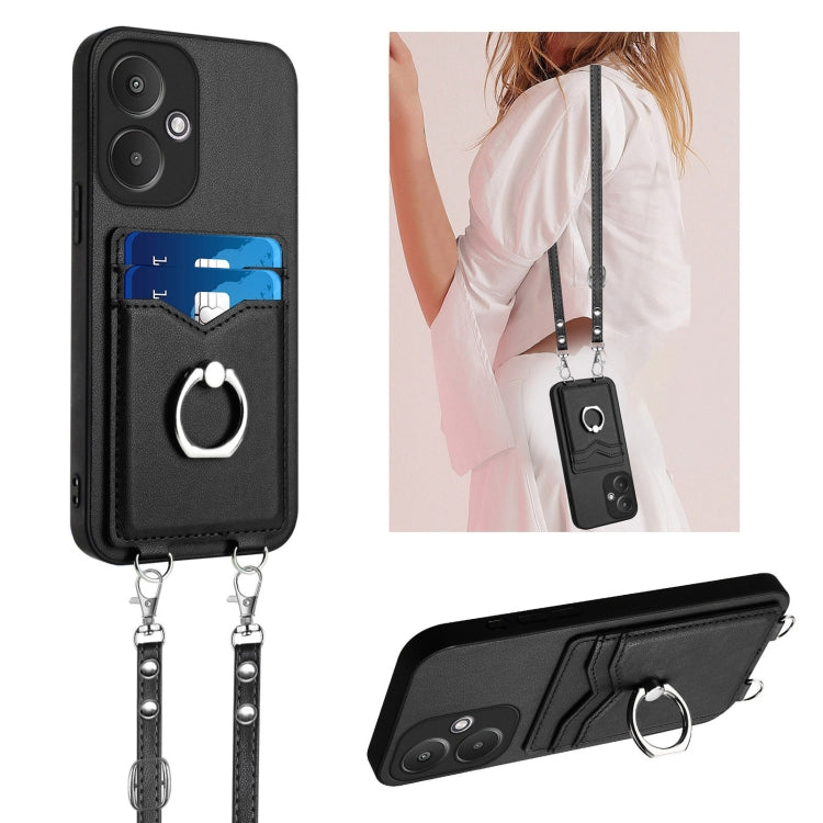 R20 Crossbody Rope Ring Card Holder Phone Case, For Xiaomi Redmi Turbo 3, For Xiaomi Redmi A3 4G Global, For Xiaomi Redmi Note 13 Pro 4G Global, For Xiaomi Redmi Note 13 4G Global, For Xiaomi Redmi 13C 5G / 13R, For Xiaomi Redmi Note 13 Pro 5G         ...