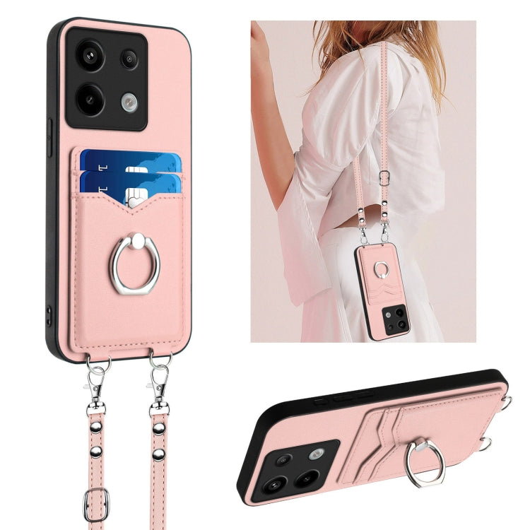 R20 Crossbody Rope Ring Card Holder Phone Case, For Xiaomi Redmi Turbo 3, For Xiaomi Redmi A3 4G Global, For Xiaomi Redmi Note 13 Pro 4G Global, For Xiaomi Redmi Note 13 4G Global, For Xiaomi Redmi 13C 5G / 13R, For Xiaomi Redmi Note 13 Pro 5G         ...