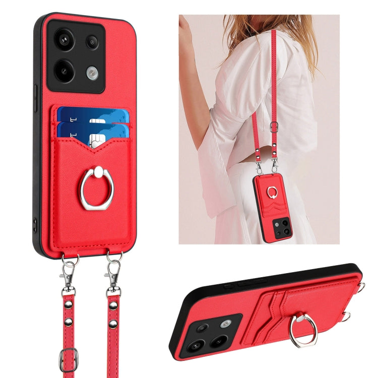 R20 Crossbody Rope Ring Card Holder Phone Case, For Xiaomi Redmi Turbo 3, For Xiaomi Redmi A3 4G Global, For Xiaomi Redmi Note 13 Pro 4G Global, For Xiaomi Redmi Note 13 4G Global, For Xiaomi Redmi 13C 5G / 13R, For Xiaomi Redmi Note 13 Pro 5G         ...