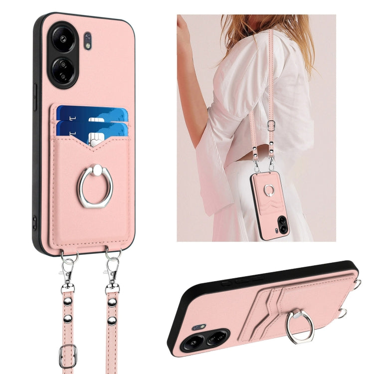 R20 Crossbody Rope Ring Card Holder Phone Case, For Xiaomi Redmi Turbo 3, For Xiaomi Redmi A3 4G Global, For Xiaomi Redmi Note 13 Pro 4G Global, For Xiaomi Redmi Note 13 4G Global, For Xiaomi Redmi 13C 5G / 13R, For Xiaomi Redmi Note 13 Pro 5G         ...