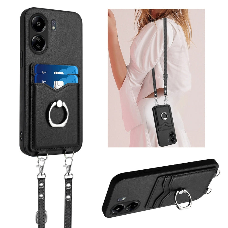 R20 Crossbody Rope Ring Card Holder Phone Case, For Xiaomi Redmi Turbo 3, For Xiaomi Redmi A3 4G Global, For Xiaomi Redmi Note 13 Pro 4G Global, For Xiaomi Redmi Note 13 4G Global, For Xiaomi Redmi 13C 5G / 13R, For Xiaomi Redmi Note 13 Pro 5G         ...