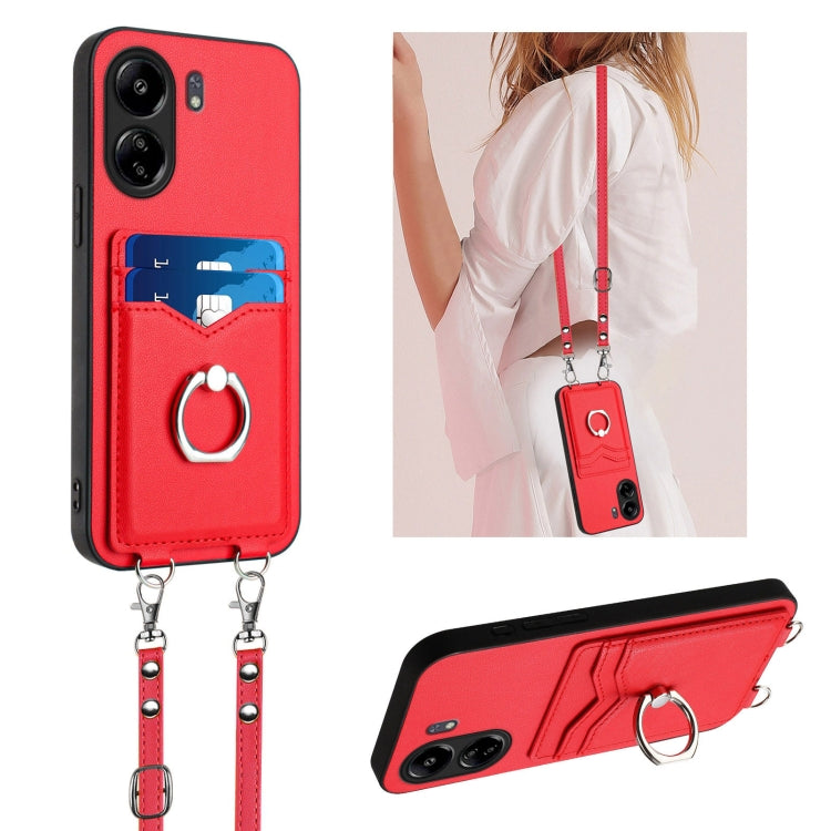 R20 Crossbody Rope Ring Card Holder Phone Case, For Xiaomi Redmi Turbo 3, For Xiaomi Redmi A3 4G Global, For Xiaomi Redmi Note 13 Pro 4G Global, For Xiaomi Redmi Note 13 4G Global, For Xiaomi Redmi 13C 5G / 13R, For Xiaomi Redmi Note 13 Pro 5G         ...
