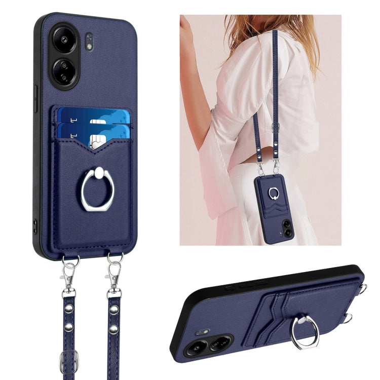 R20 Crossbody Rope Ring Card Holder Phone Case, For Xiaomi Redmi Turbo 3, For Xiaomi Redmi A3 4G Global, For Xiaomi Redmi Note 13 Pro 4G Global, For Xiaomi Redmi Note 13 4G Global, For Xiaomi Redmi 13C 5G / 13R, For Xiaomi Redmi Note 13 Pro 5G         ...