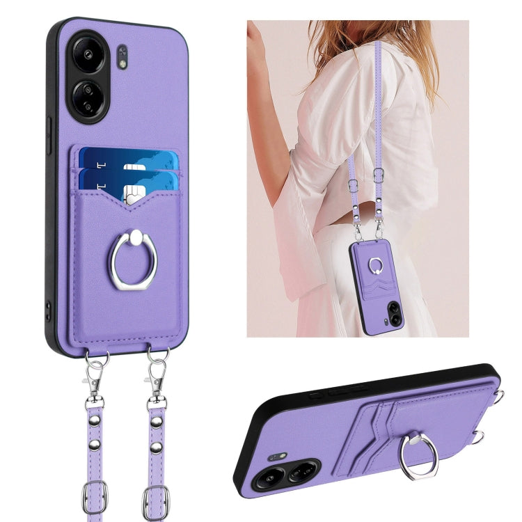 R20 Crossbody Rope Ring Card Holder Phone Case, For Xiaomi Redmi Turbo 3, For Xiaomi Redmi A3 4G Global, For Xiaomi Redmi Note 13 Pro 4G Global, For Xiaomi Redmi Note 13 4G Global, For Xiaomi Redmi 13C 5G / 13R, For Xiaomi Redmi Note 13 Pro 5G         ...
