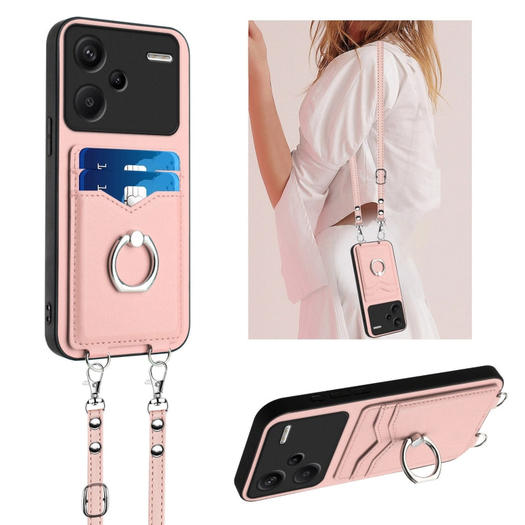 R20 Crossbody Rope Ring Card Holder Phone Case, For Xiaomi Redmi Note 13 Pro+, For Xiaomi Redmi 12 4G Global, For Xiaomi Redmi K60 / K60 Pro, For Xiaomi Redmi K60 Champion Edition, For Xiaomi Redmi Note 12S 4G Global, For Xiaomi Redmi Note 12 4G Global...