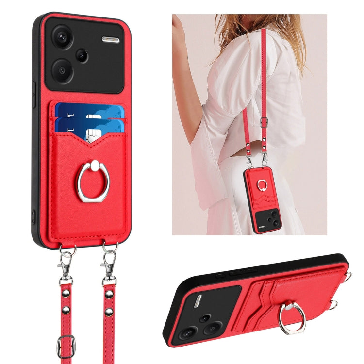 R20 Crossbody Rope Ring Card Holder Phone Case, For Xiaomi Redmi Note 13 Pro+, For Xiaomi Redmi 12 4G Global, For Xiaomi Redmi K60 / K60 Pro, For Xiaomi Redmi K60 Champion Edition, For Xiaomi Redmi Note 12S 4G Global, For Xiaomi Redmi Note 12 4G Global...