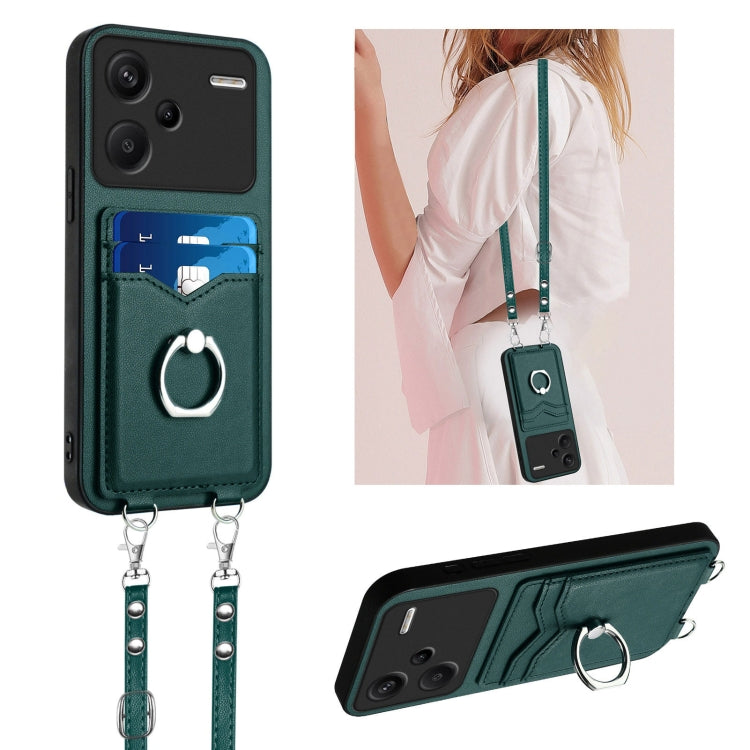 R20 Crossbody Rope Ring Card Holder Phone Case, For Xiaomi Redmi Note 13 Pro+, For Xiaomi Redmi 12 4G Global, For Xiaomi Redmi K60 / K60 Pro, For Xiaomi Redmi K60 Champion Edition, For Xiaomi Redmi Note 12S 4G Global, For Xiaomi Redmi Note 12 4G Global...