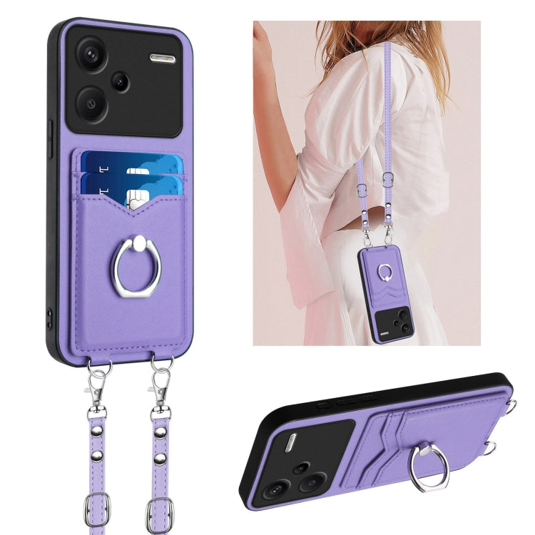 R20 Crossbody Rope Ring Card Holder Phone Case, For Xiaomi Redmi Note 13 Pro+, For Xiaomi Redmi 12 4G Global, For Xiaomi Redmi K60 / K60 Pro, For Xiaomi Redmi K60 Champion Edition, For Xiaomi Redmi Note 12S 4G Global, For Xiaomi Redmi Note 12 4G Global...