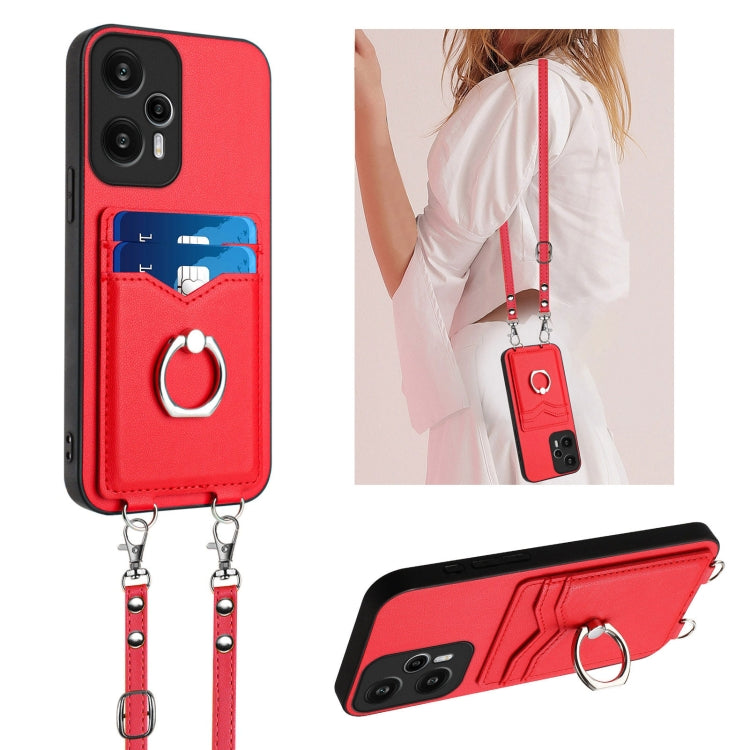 R20 Crossbody Rope Ring Card Holder Phone Case, For Xiaomi Redmi Note 13 Pro+, For Xiaomi Redmi 12 4G Global, For Xiaomi Redmi K60 / K60 Pro, For Xiaomi Redmi K60 Champion Edition, For Xiaomi Redmi Note 12S 4G Global, For Xiaomi Redmi Note 12 4G Global...