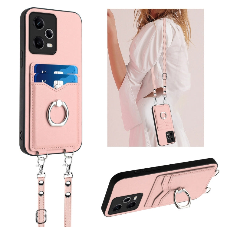 R20 Crossbody Rope Ring Card Holder Phone Case, For Xiaomi Redmi Note 12 Pro 5G, For Xiaomi Redmi Note 12 Pro Speed, For Xiaomi Redmi Note 12 5G Global, For Xiaomi Redmi 12C / 11A, For Xiaomi Redmi 10C