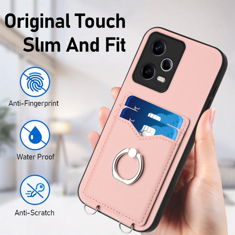 R20 Crossbody Rope Ring Card Holder Phone Case, For Xiaomi Redmi Note 12 Pro 5G, For Xiaomi Redmi Note 12 Pro Speed, For Xiaomi Redmi Note 12 5G Global, For Xiaomi Redmi 12C / 11A, For Xiaomi Redmi 10C