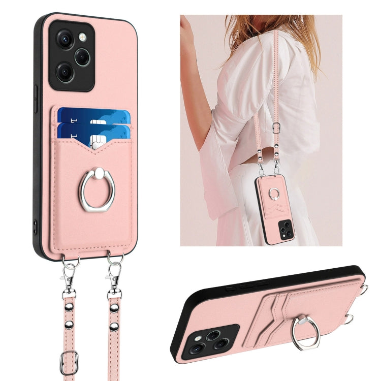 R20 Crossbody Rope Ring Card Holder Phone Case, For Xiaomi Redmi Note 12 Pro 5G, For Xiaomi Redmi Note 12 Pro Speed, For Xiaomi Redmi Note 12 5G Global, For Xiaomi Redmi 12C / 11A, For Xiaomi Redmi 10C