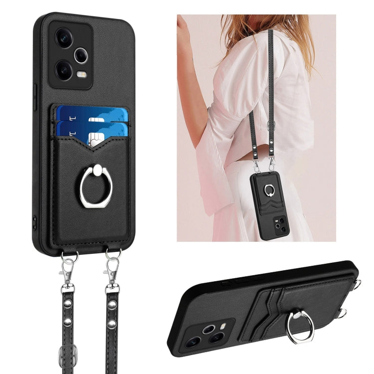 R20 Crossbody Rope Ring Card Holder Phone Case, For Xiaomi Redmi Note 12 Pro 5G, For Xiaomi Redmi Note 12 Pro Speed, For Xiaomi Redmi Note 12 5G Global, For Xiaomi Redmi 12C / 11A, For Xiaomi Redmi 10C