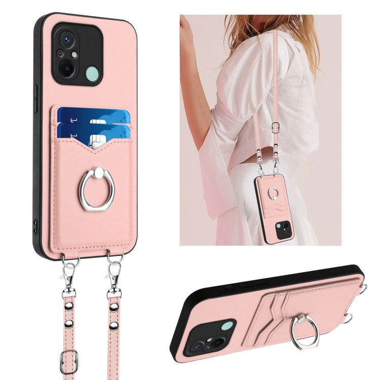 R20 Crossbody Rope Ring Card Holder Phone Case, For Xiaomi Redmi Note 12 Pro 5G, For Xiaomi Redmi Note 12 Pro Speed, For Xiaomi Redmi Note 12 5G Global, For Xiaomi Redmi 12C / 11A, For Xiaomi Redmi 10C
