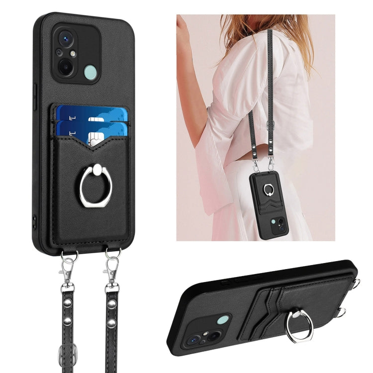R20 Crossbody Rope Ring Card Holder Phone Case, For Xiaomi Redmi Note 12 Pro 5G, For Xiaomi Redmi Note 12 Pro Speed, For Xiaomi Redmi Note 12 5G Global, For Xiaomi Redmi 12C / 11A, For Xiaomi Redmi 10C