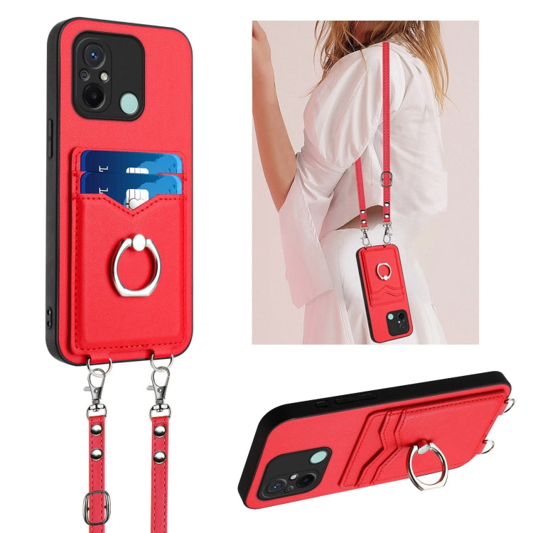 R20 Crossbody Rope Ring Card Holder Phone Case, For Xiaomi Redmi Note 12 Pro 5G, For Xiaomi Redmi Note 12 Pro Speed, For Xiaomi Redmi Note 12 5G Global, For Xiaomi Redmi 12C / 11A, For Xiaomi Redmi 10C
