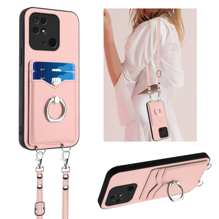 R20 Crossbody Rope Ring Card Holder Phone Case, For Xiaomi Redmi Note 12 Pro 5G, For Xiaomi Redmi Note 12 Pro Speed, For Xiaomi Redmi Note 12 5G Global, For Xiaomi Redmi 12C / 11A, For Xiaomi Redmi 10C
