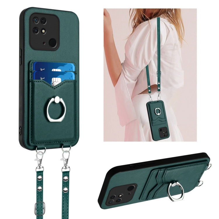 R20 Crossbody Rope Ring Card Holder Phone Case, For Xiaomi Redmi Note 12 Pro 5G, For Xiaomi Redmi Note 12 Pro Speed, For Xiaomi Redmi Note 12 5G Global, For Xiaomi Redmi 12C / 11A, For Xiaomi Redmi 10C