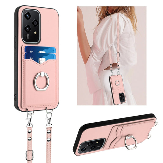 R20 Crossbody Rope Ring Card Holder Phone Case, For Honor 200 Lite Global, For Honor X8b Global, For Honor X9b / Magic6 Lite, For Honor X7b / Play 8T 5G, For Honor X6a Global, For Honor 90, For Honor X50i, For Honor X7a / Play7T