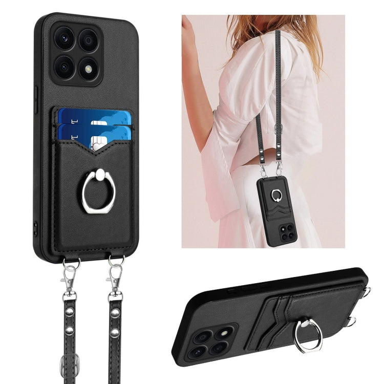 R20 Crossbody Rope Ring Card Holder Phone Case, For Honor X8a, For Honor X9a / Magic5 Lite