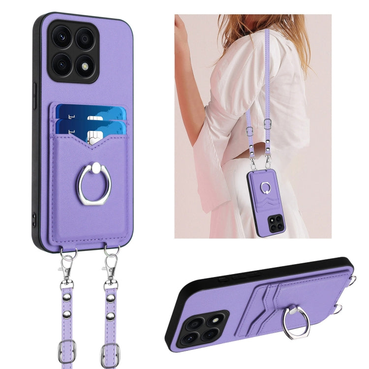 R20 Crossbody Rope Ring Card Holder Phone Case, For Honor X8a, For Honor X9a / Magic5 Lite