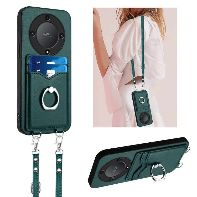 R20 Crossbody Rope Ring Card Holder Phone Case, For Honor X8a, For Honor X9a / Magic5 Lite