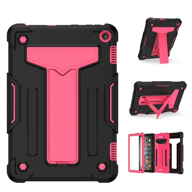 T-shaped Bracket Contrast Color Shockproof PC + Silicone Tablet Protective Case, For Amazon Kindle Fire HD 8 2020/Fire 8 Plus