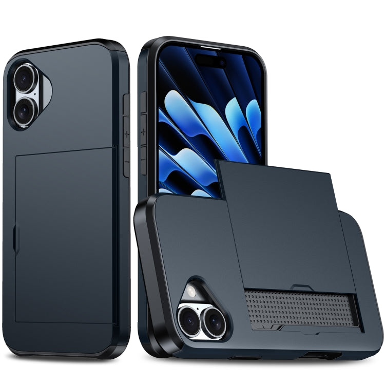 Shockproof Armor Phone Case with Card Slot, For iPhone 16 Pro Max, For iPhone 16 Pro, For iPhone 16 Plus, For iPhone 16