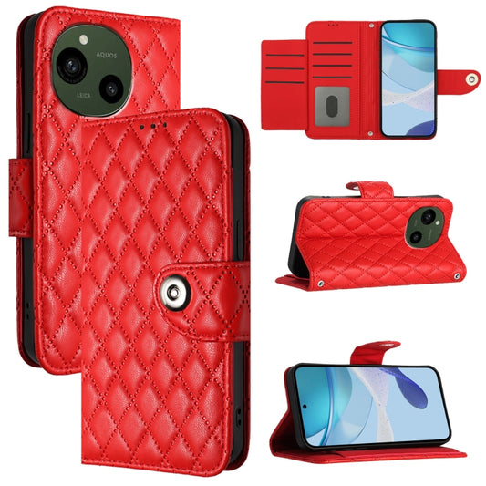 Rhombic Texture Flip Leather Phone Case with Lanyard, For Sharp Aquos R9 SH-51E, For Sharp Aquos sense8 SHG11 / SH-54D, For Sharp Aquos Wish3