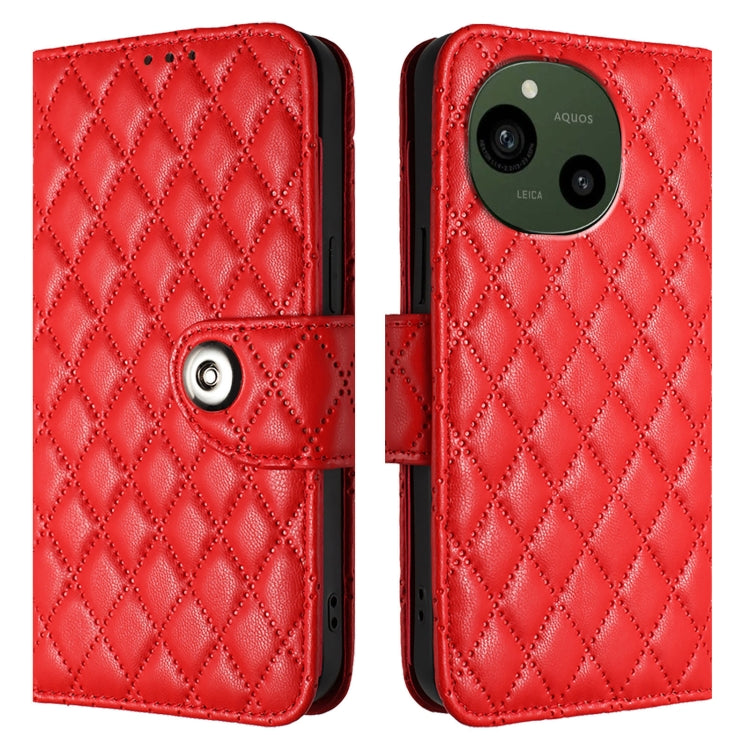 Rhombic Texture Flip Leather Phone Case with Lanyard, For Sharp Aquos R9 SH-51E, For Sharp Aquos sense8 SHG11 / SH-54D, For Sharp Aquos Wish3