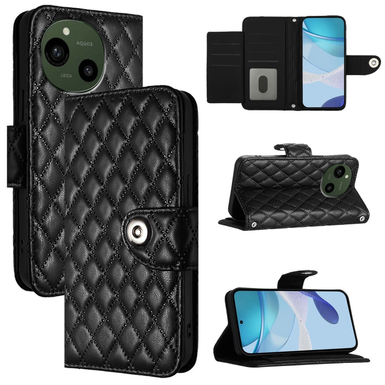 Rhombic Texture Flip Leather Phone Case with Lanyard, For Sharp Aquos R9 SH-51E, For Sharp Aquos sense8 SHG11 / SH-54D, For Sharp Aquos Wish3