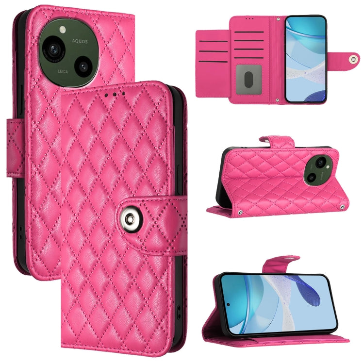 Rhombic Texture Flip Leather Phone Case with Lanyard, For Sharp Aquos R9 SH-51E, For Sharp Aquos sense8 SHG11 / SH-54D, For Sharp Aquos Wish3