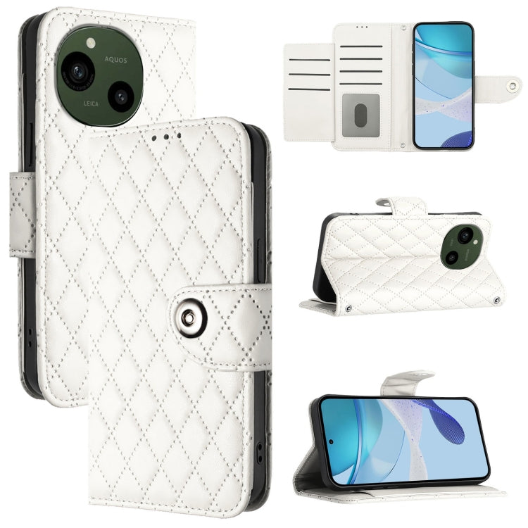 Rhombic Texture Flip Leather Phone Case with Lanyard, For Sharp Aquos R9 SH-51E, For Sharp Aquos sense8 SHG11 / SH-54D, For Sharp Aquos Wish3