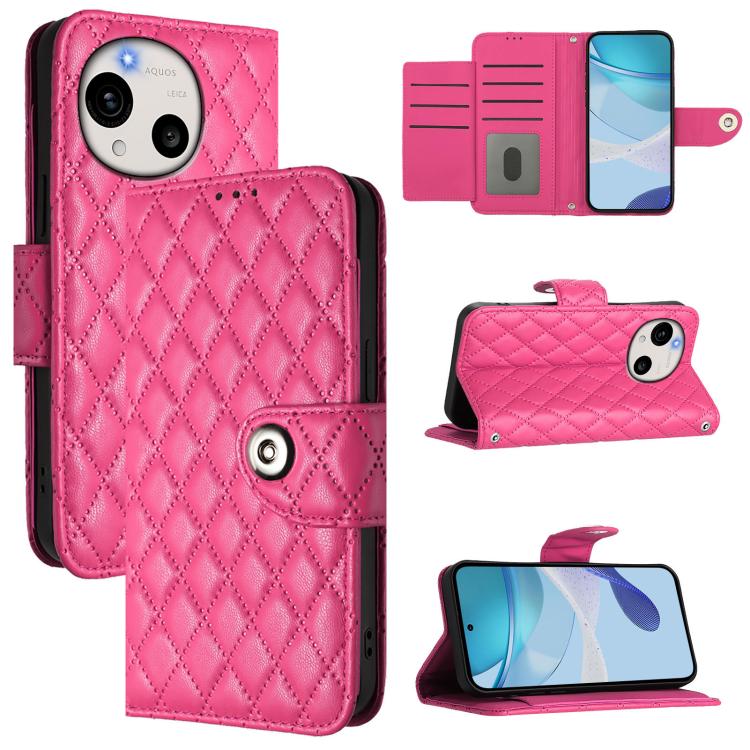 Rhombic Texture Flip Leather Phone Case with Lanyard, For Sharp Aquos wish6, For Sharp Aquos R11, For Sharp Aquos Sense10, For Sharp Basio Active 3, For Sharp Aquos Sense9 Plus, For Sharp Aquos Sense9, For Sharp Aquos R9 Pro, For Sharp Aquos Wish4 SH-52E