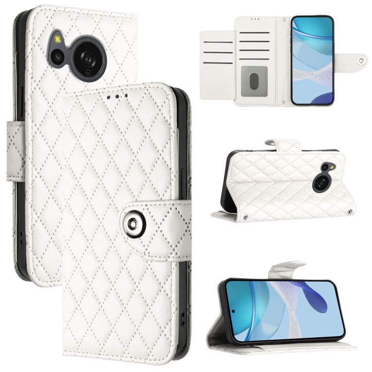 Rhombic Texture Flip Leather Phone Case with Lanyard, For Sharp Aquos R9 SH-51E, For Sharp Aquos sense8 SHG11 / SH-54D, For Sharp Aquos Wish3
