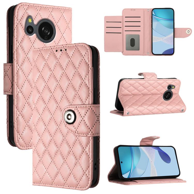 Rhombic Texture Flip Leather Phone Case with Lanyard, For Sharp Aquos R9 SH-51E, For Sharp Aquos sense8 SHG11 / SH-54D, For Sharp Aquos Wish3