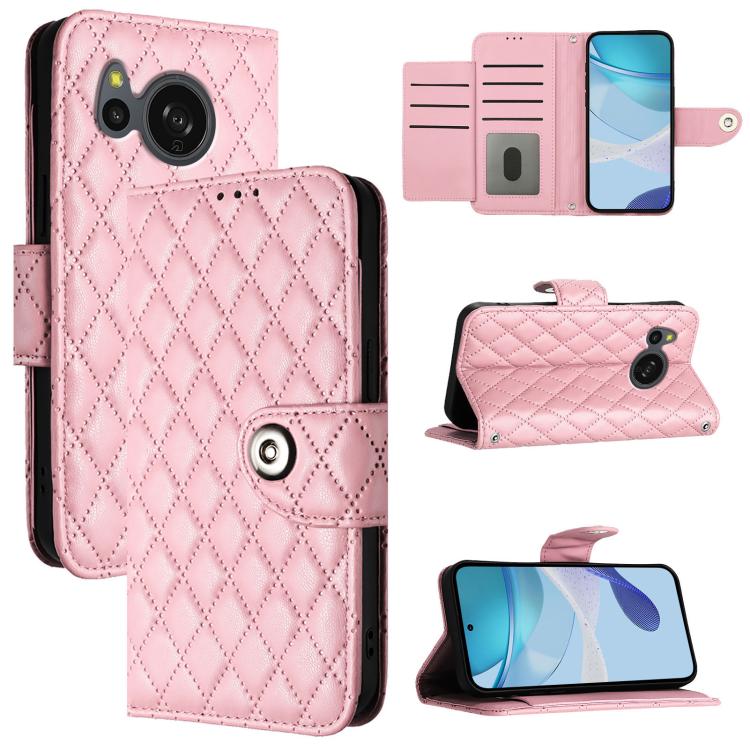 Rhombic Texture Flip Leather Phone Case with Lanyard, For Sharp Aquos R9 SH-51E, For Sharp Aquos sense8 SHG11 / SH-54D, For Sharp Aquos Wish3