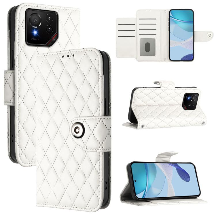 Rhombic Texture Flip Leather Phone Case with Lanyard, For Asus Zenfone 12 Ultra, For Asus ROG Phone 9 / 9 Pro, For Asus Zenfone 11 Ultra, For Asus ROG Phone 8