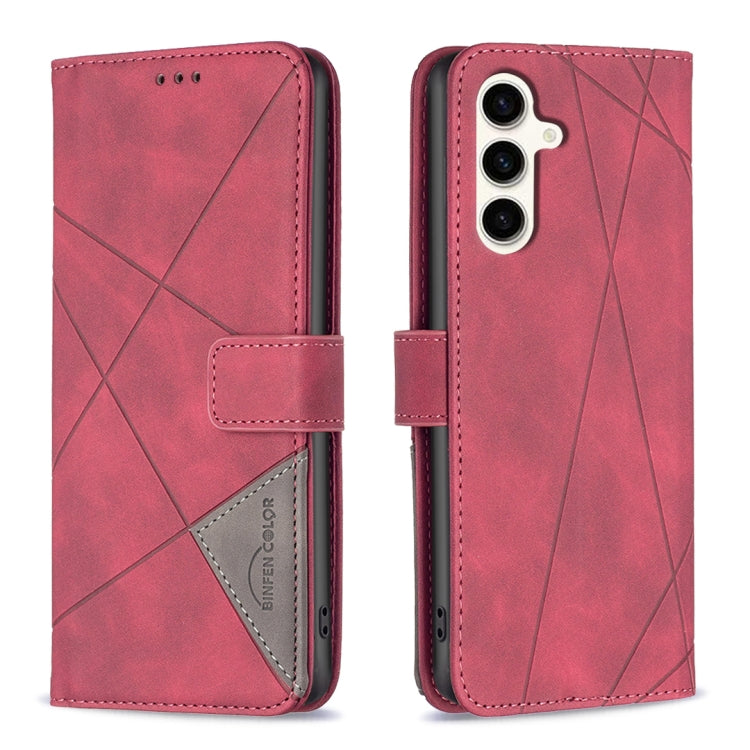 Magnetic Buckle Rhombus Texture Leather Phone Case, For Samsung Galaxy S24 FE 5G