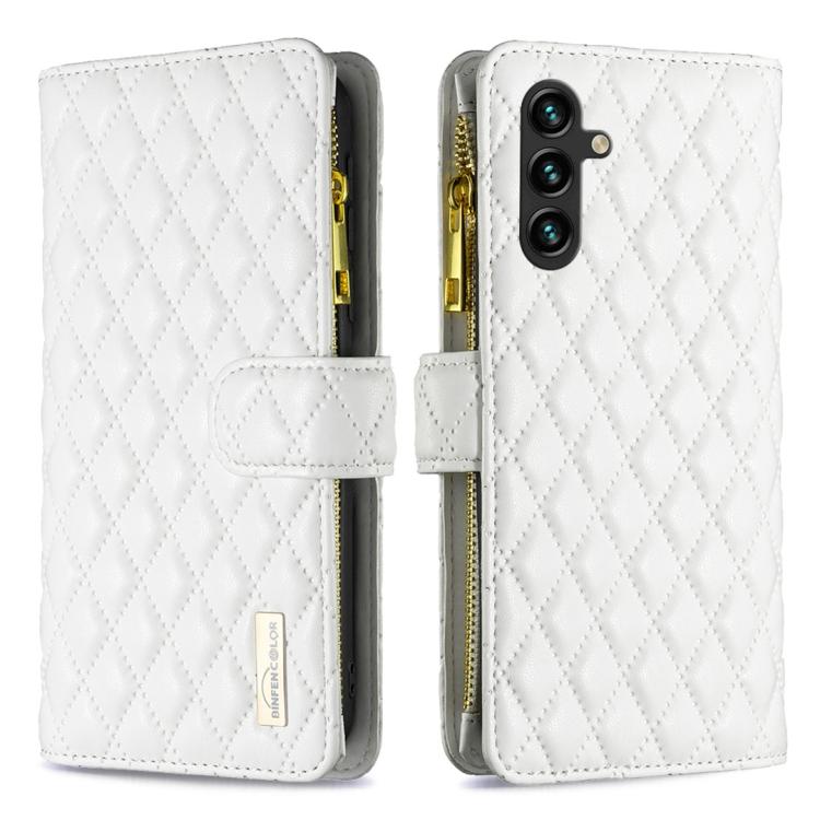 Diamond Lattice Zipper Wallet Leather Flip Phone Case, For Galaxy S26 FE 5G, For Samsung Galaxy S25 5G, For Samsung Galaxy S25+ 5G, For Samsung Galaxy S25 Ultra 5G, For Samsung Galaxy S24 FE 5G