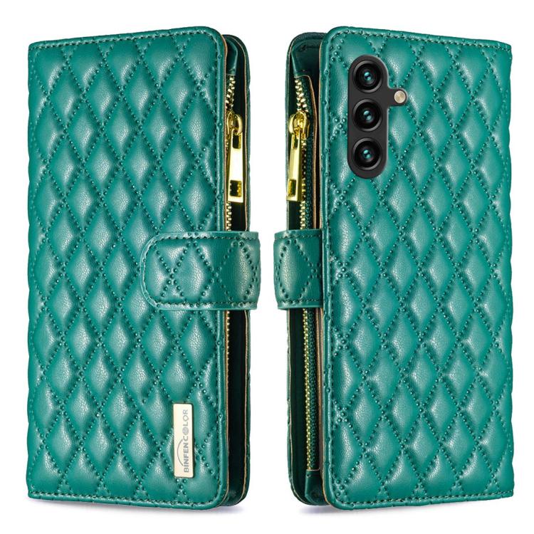 Diamond Lattice Zipper Wallet Leather Flip Phone Case, For Galaxy S26 FE 5G, For Samsung Galaxy S25 5G, For Samsung Galaxy S25+ 5G, For Samsung Galaxy S25 Ultra 5G, For Samsung Galaxy S24 FE 5G