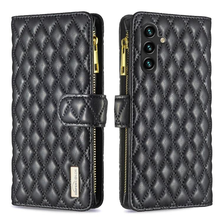 Diamond Lattice Zipper Wallet Leather Flip Phone Case, For Galaxy S26 FE 5G, For Samsung Galaxy S25 5G, For Samsung Galaxy S25+ 5G, For Samsung Galaxy S25 Ultra 5G, For Samsung Galaxy S24 FE 5G