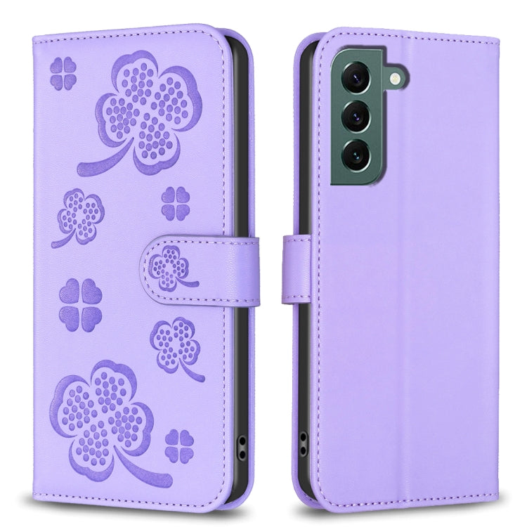 Four-leaf Embossed Leather Phone Case, For Galaxy S26 FE 5G, For Samsung Galaxy S25 Edge 5G, For Samsung Galaxy S25 Ultra 5G, For Samsung Galaxy S24 FE 5G