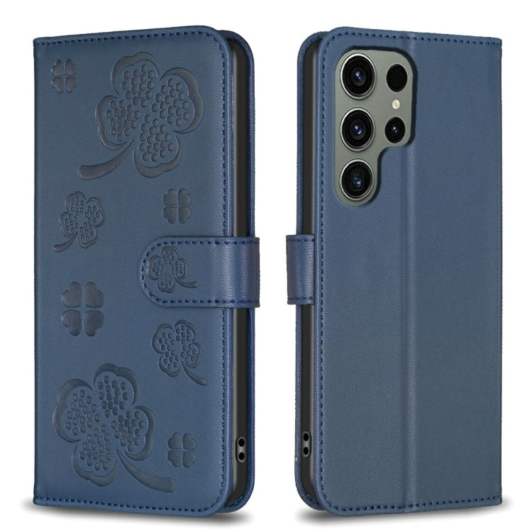 Four-leaf Embossed Leather Phone Case, For Galaxy S26 FE 5G, For Samsung Galaxy S25 Edge 5G, For Samsung Galaxy S25 Ultra 5G, For Samsung Galaxy S24 FE 5G