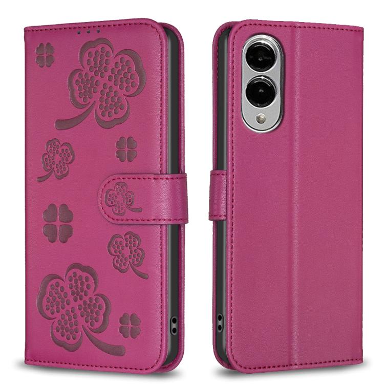 Four-leaf Embossed Leather Phone Case, For Galaxy S26 FE 5G, For Samsung Galaxy S25 Edge 5G, For Samsung Galaxy S25 Ultra 5G, For Samsung Galaxy S24 FE 5G