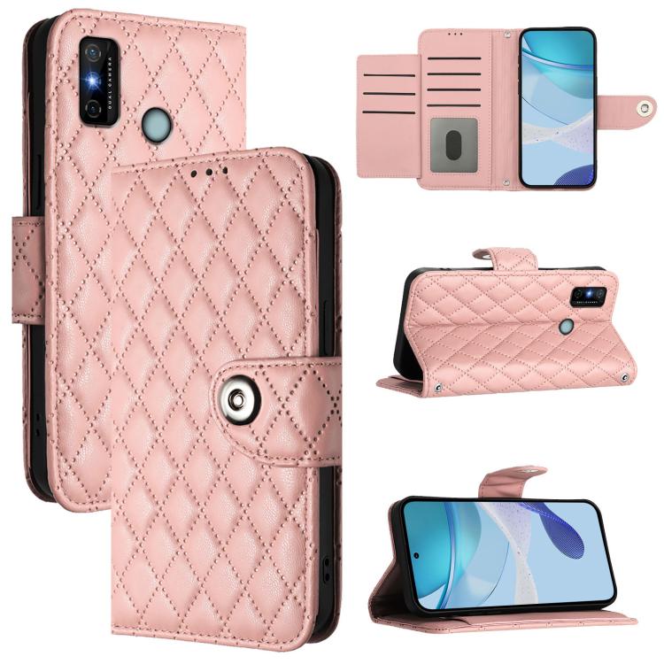 Rhombic Texture Flip Leather Phone Case with Lanyard, For Tecno Pop 5c, For Tecno Spark 6 Go / Go 2020